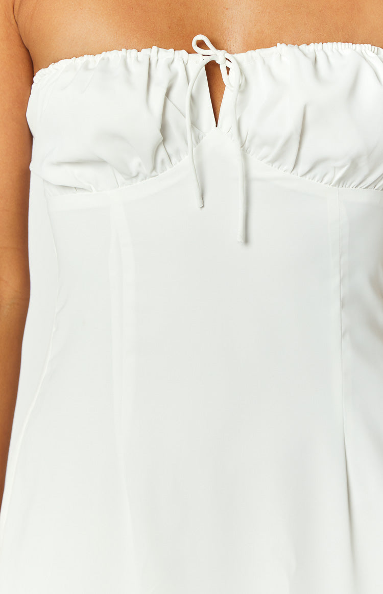 Dion White Strapless Midi Dress – Beginning Boutique US