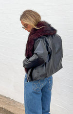 Dolci Black Fur Collar PU Jacket