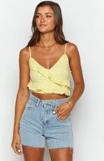 Dolly Yellow Sequin Crop Top