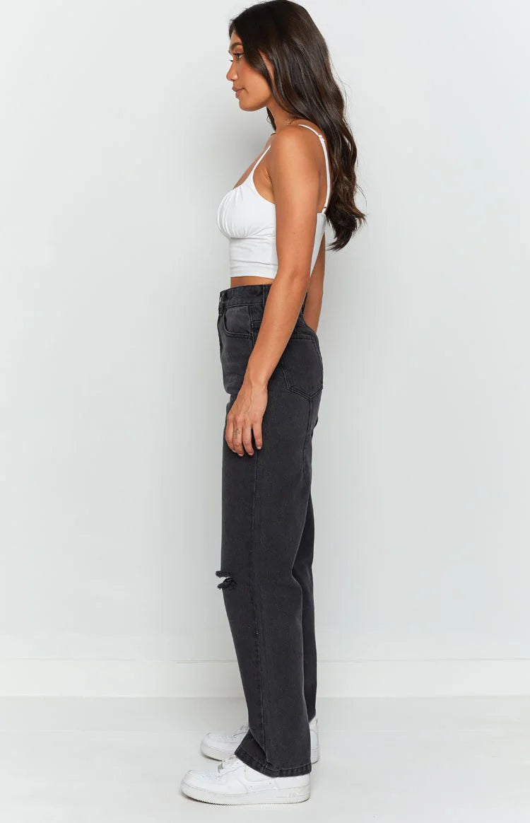 Robin Wide Leg Jeans Black Wash