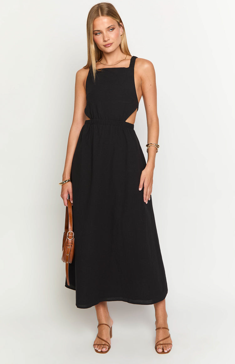 Kensie Black Backless Midi Dress | Beginning Boutique US