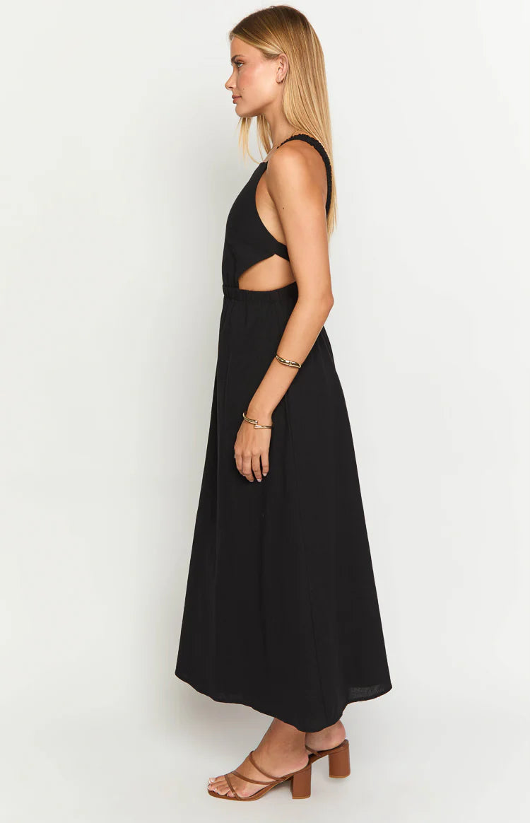 Kensie Black Backless Midi Dress | Beginning Boutique US Kensie Black Backless Midi Dress | Beginning Boutique US