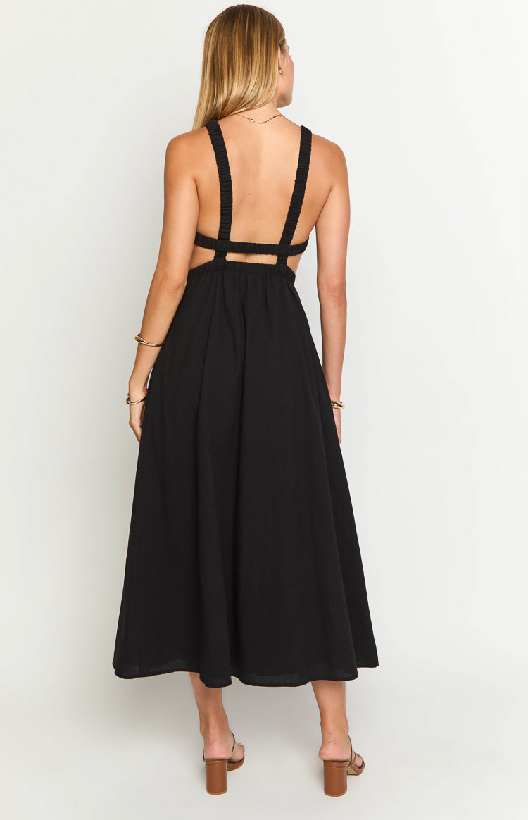 Kensie Black Backless Midi Dress | Beginning Boutique US