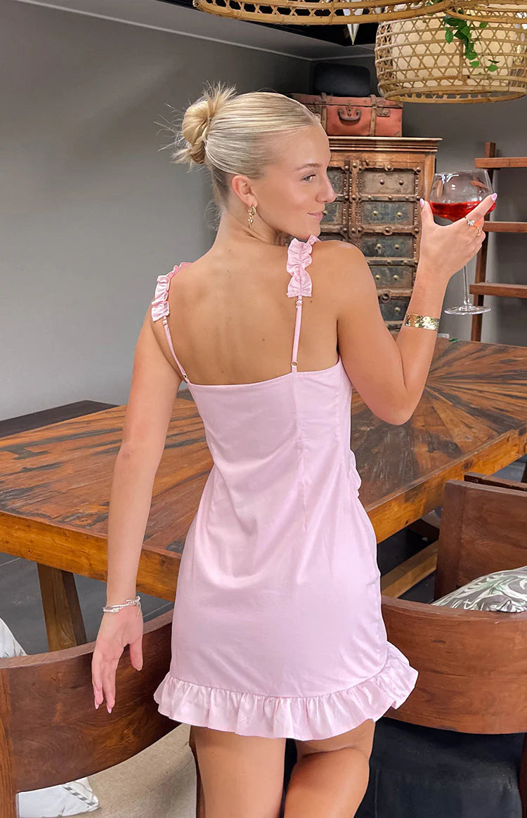 elara mini dress Elara Light Pink Mini Dress - 8