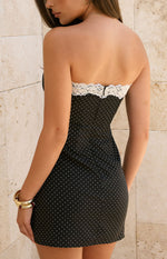 Earlette Black Polka Dot Lace Mini Dress Image