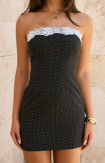 Earlette Black Polka Dot Lace Mini Dress Image