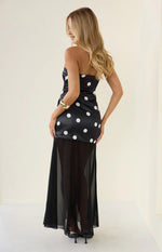 Eden Black Polka Dot Maxi Dress Image