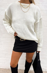Edwina Cream Raw Edge Knit Sweater Image
