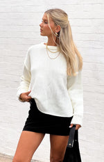 Edwina Cream Raw Edge Knit Sweater Image