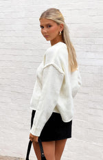 Edwina Cream Raw Edge Knit Sweater Image
