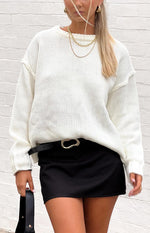 Edwina Cream Raw Edge Knit Sweater Image