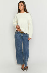 Edwina Cream Raw Edge Knit Sweater Image