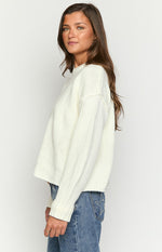 Edwina Cream Raw Edge Knit Sweater Image