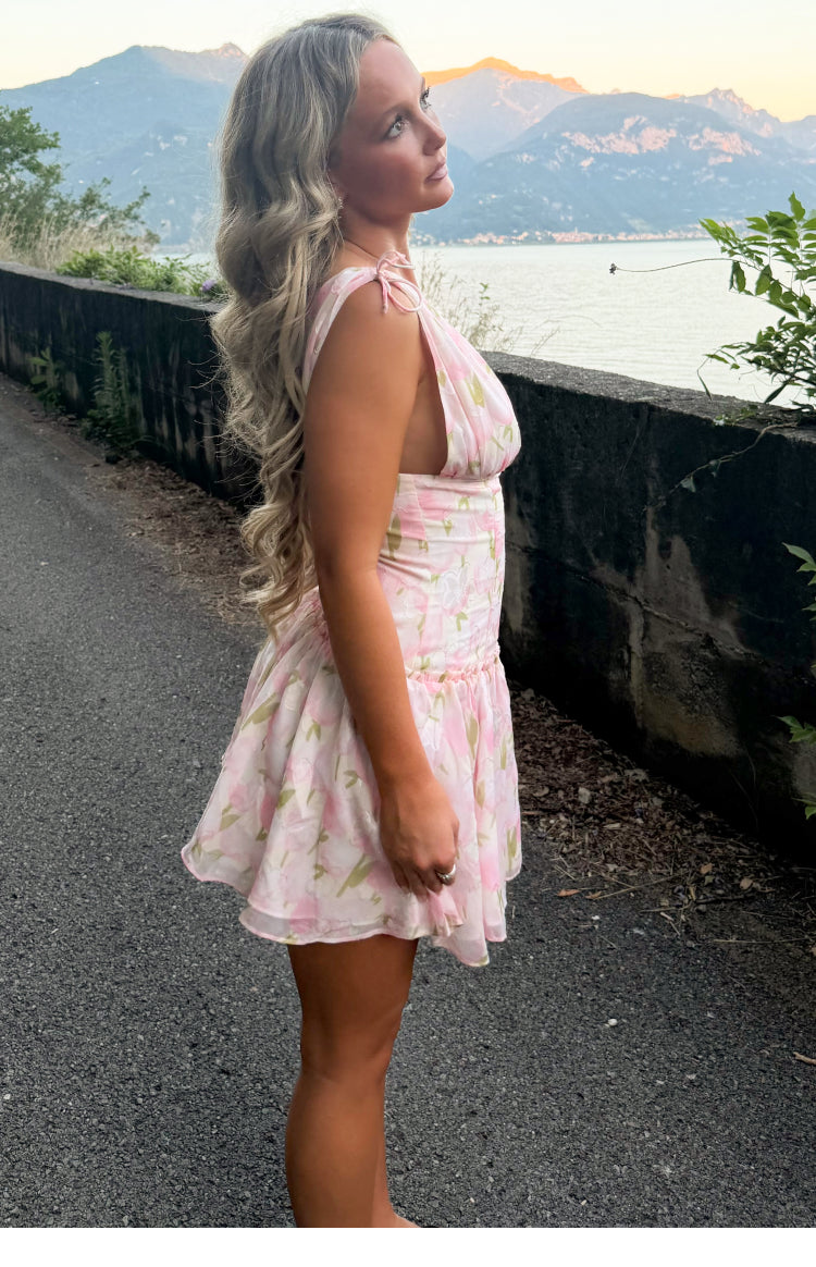 Effie Pink Floral Mini Dress - US 12