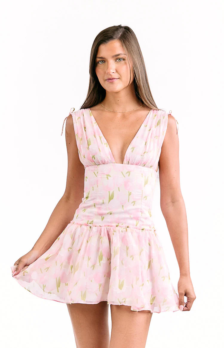 effie bubble mini dress Effie Pink Floral Mini Dress - US 12