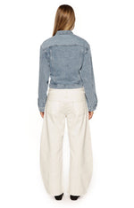 Elana Mid Wash Cinched Waist Denim Jacket Image