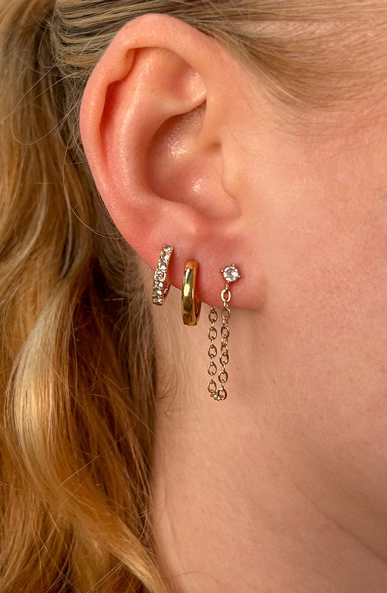 Elara Gold Hoop Crystal Earrings 5 Pack Image