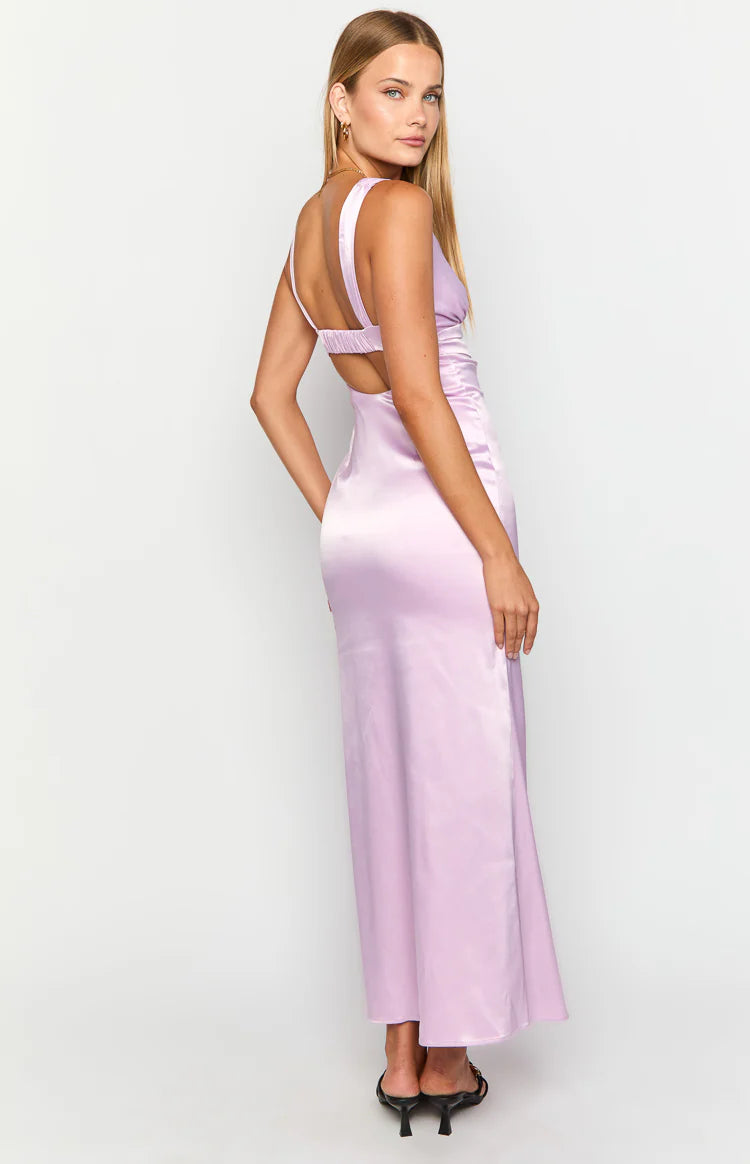 beginning boutique purple dress Marbelle Purple Satin Mini Dress - US 4
