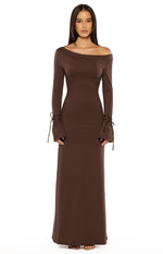 Elisha Chocolate Jersey Maxi Dress Image