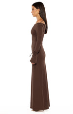 Elisha Chocolate Jersey Maxi Dress Image