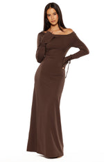 Elisha Chocolate Jersey Maxi Dress Image
