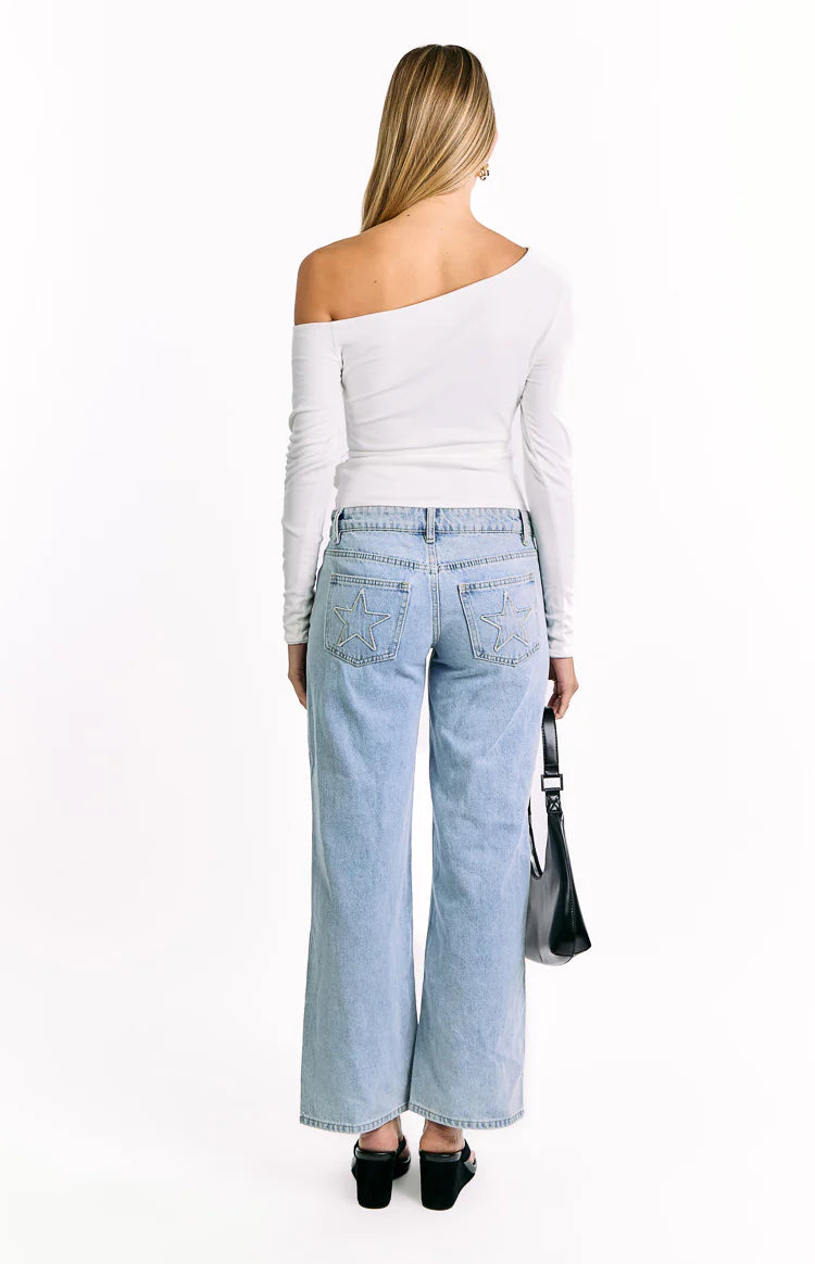 Elkie White Tie Waist Long Sleeve Top