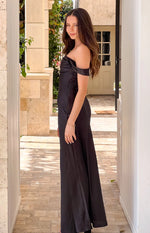 Ella Black Off Shoulder Formal Maxi Dress