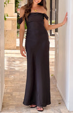 Ella Black Off Shoulder Formal Maxi Dress - US 0 | Beginning Boutique Exclusive Ella Black Off Shoulder Formal Maxi Dress - US 0 | Beginning Boutique Exclusive