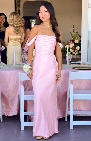 Ella Light Pink Off Shoulder Prom Dress