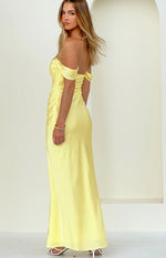 Ella Light Yellow Off Shoulder Formal Maxi Dress