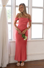 Ella Pink Off Shoulder Prom Dress