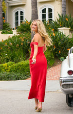 Ella Red Off Shoulder Formal Dress