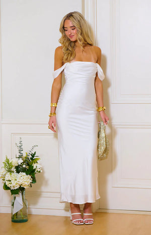 Ella White Off Shoulder Formal Dress