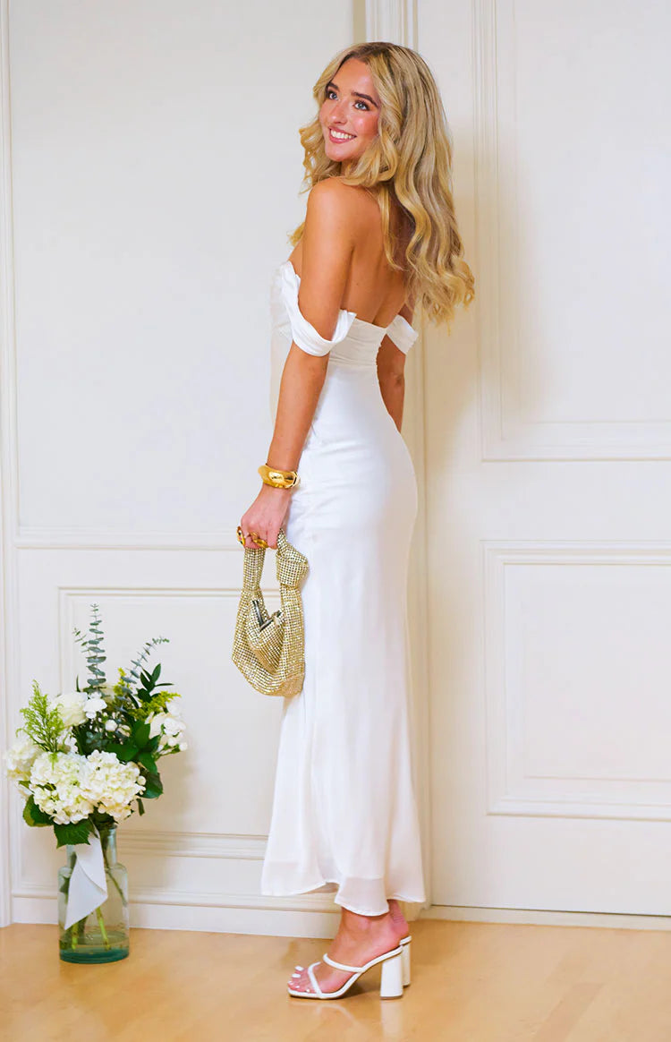Ella White Off Shoulder Formal Dress