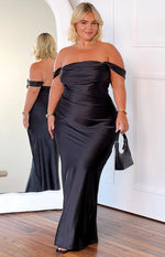 Ella Black Off Shoulder Formal Maxi Dress