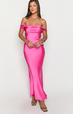 Ella Hot Pink Off Shoulder Formal Dress Image
