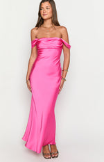 Ella Hot Pink Off Shoulder Formal Dress Image