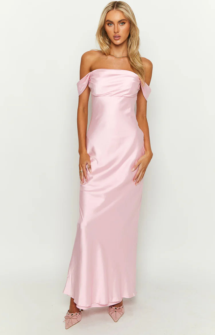 Ella Light Pink Off Shoulder Prom Dress