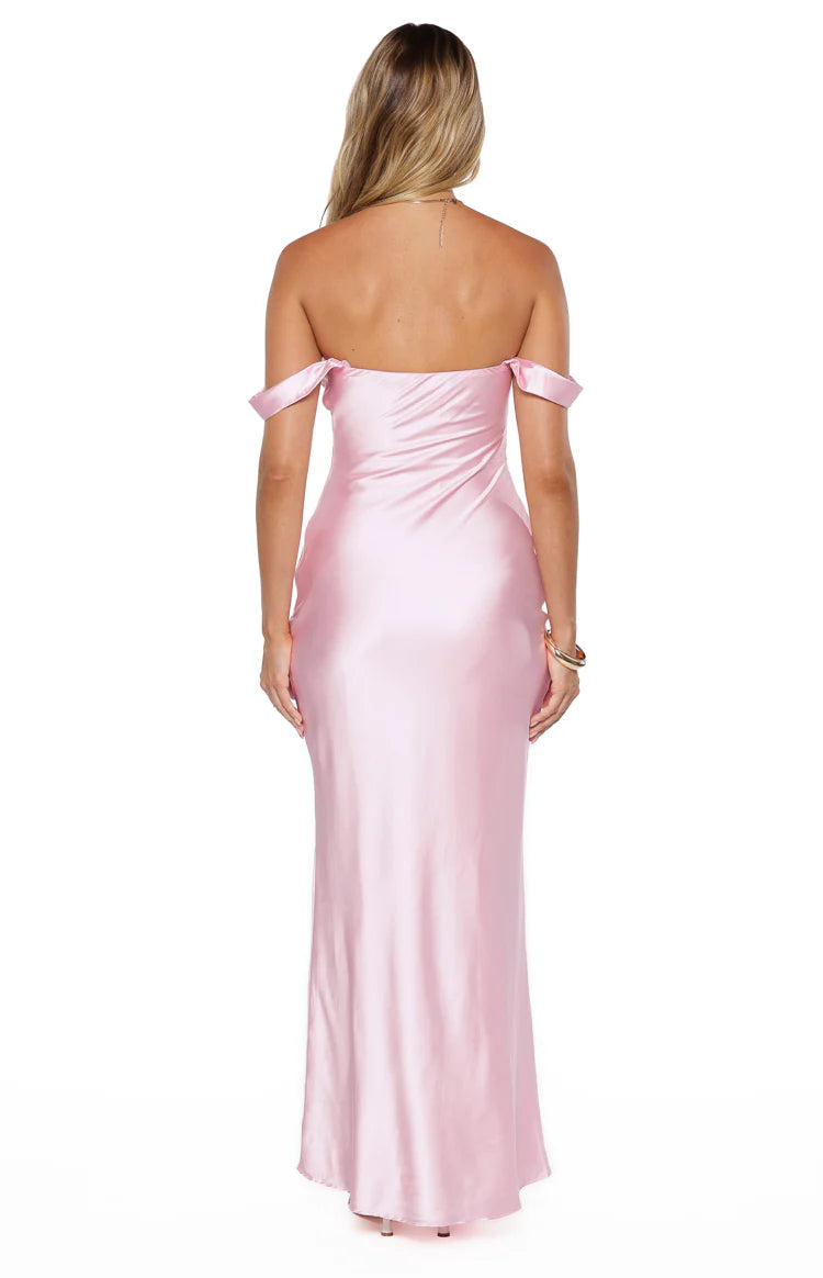 Ella Light Pink Off Shoulder Maxi Dress