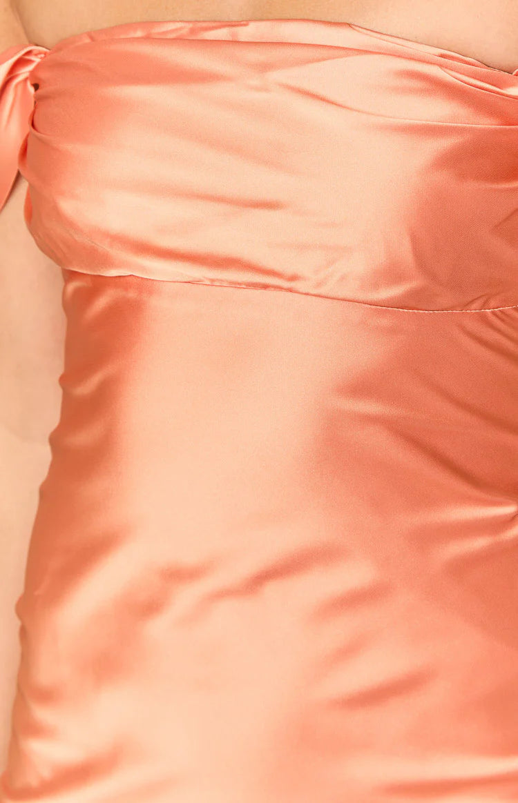 Ella Orange Off Shoulder Formal Dress - US 12 | Beginning Boutique exclusive Ella Orange Off Shoulder Formal Dress - US 12 | Beginning Boutique exclusive
