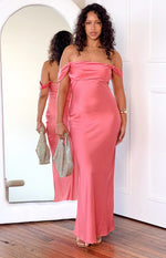 Ella Pink Off Shoulder Prom Dress