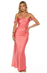 Ella Pink Off Shoulder Prom Dress