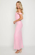 Ella Pink Sequin Off Shoulder Formal Maxi Dress