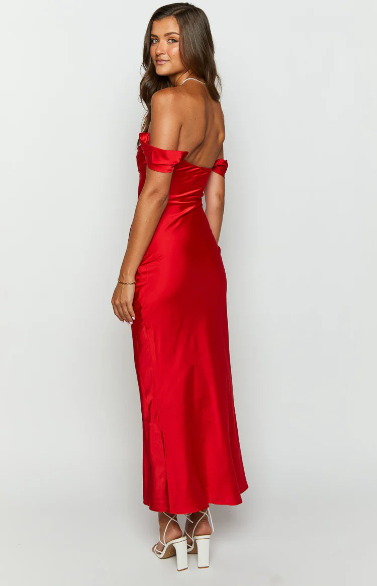 Ella Red Off Shoulder Formal Dress - US 0 | Beginning Boutique Exclusive Ella Red Off Shoulder Formal Dress - US 0 | Beginning Boutique Exclusive