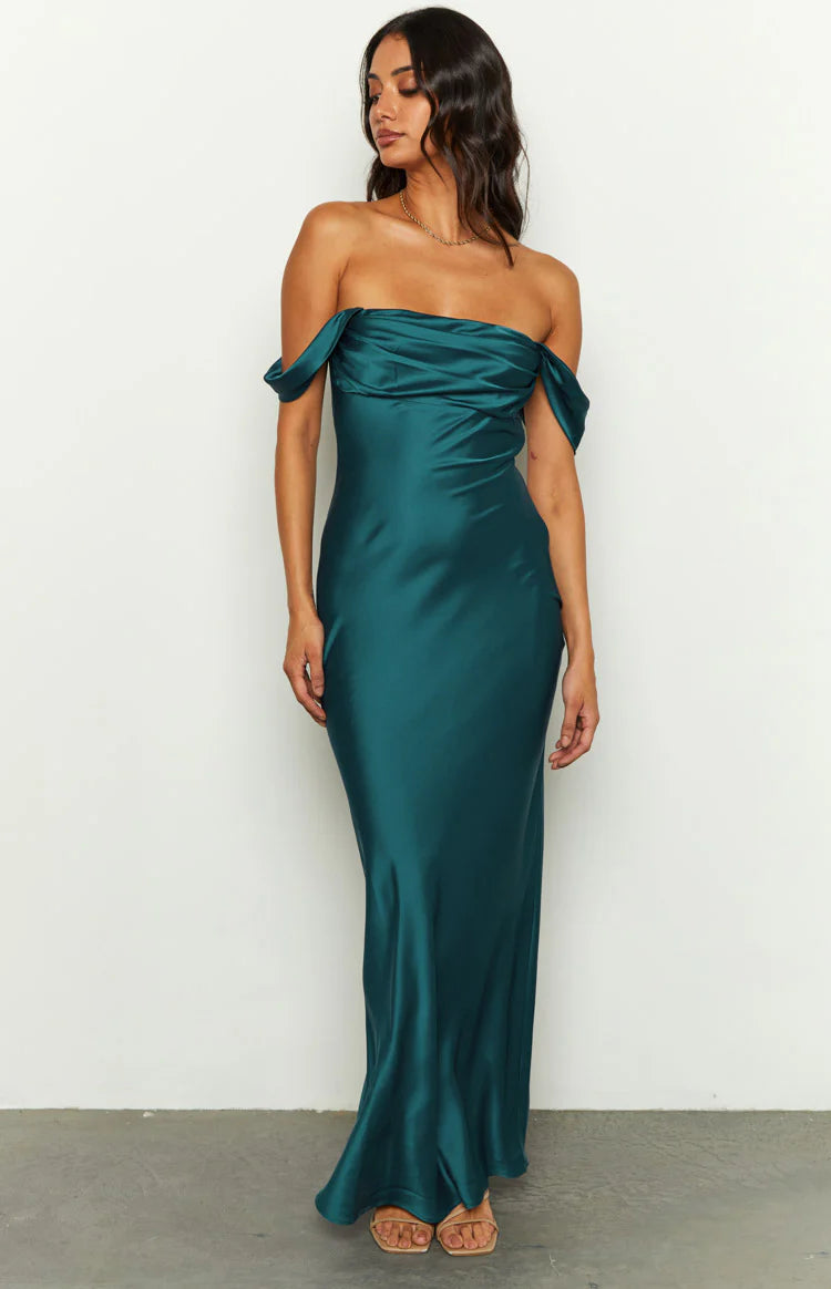 Ella Teal Off Shoulder Formal Maxi Dress - US 4 | Beginning Boutique Exclusive Ella Teal Off Shoulder Formal Maxi Dress - US 4 | Beginning Boutique Exclusive