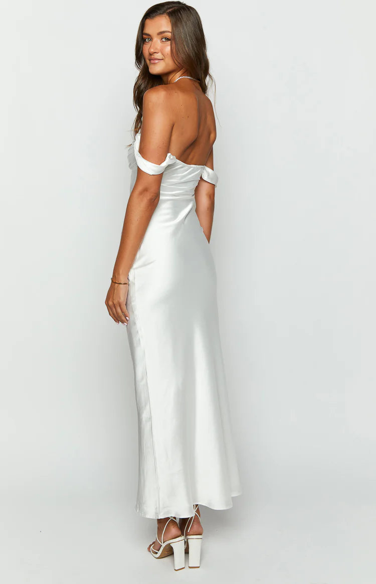 Ella White Off Shoulder Formal Dress - 8 | Beginning Boutique Exclusive Ella White Off Shoulder Formal Dress - 8 | Beginning Boutique Exclusive