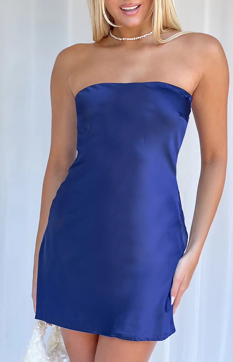 Ellie Navy Strapless Mini Dress - US 12