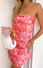 Ellie Orange Floral Strapless Mini Dress Image