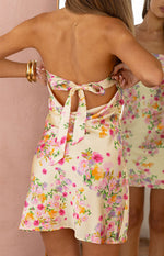 Ellie Yellow Bloom Strapless Mini Dress Image