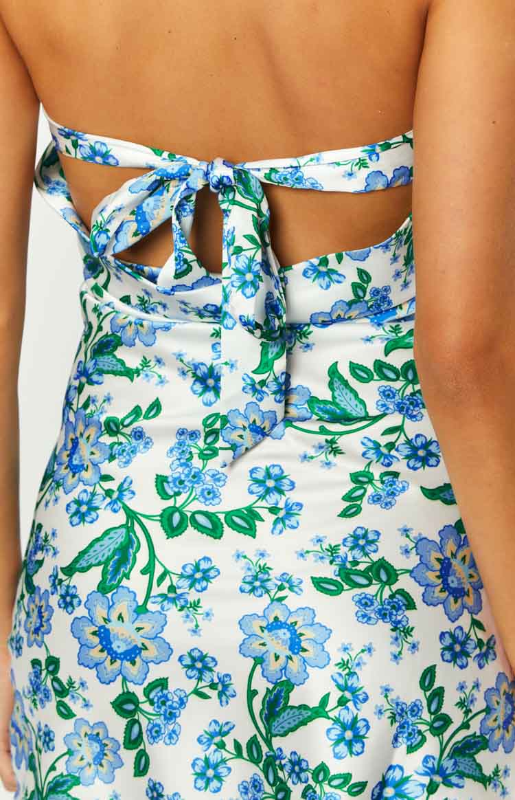 Ellie Blue Floral Strapless Mini Dress Image